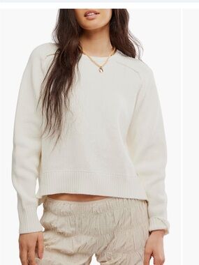 Free People Cream Crewneck Sweater